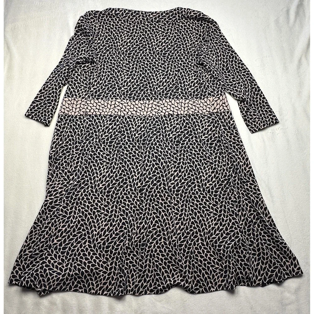 Ann Taylor Duster Womens 8 Blue Leaf Print Wrap Belted‎ 3/4 Sleeve Jersey